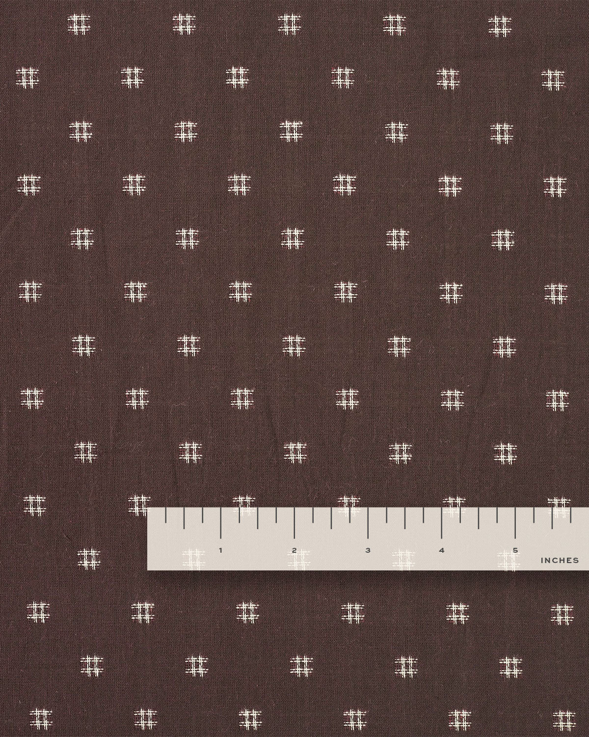 Espresso Cream Hashtag Check Woven Linen Cotton