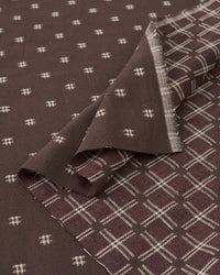 Espresso Cream Hashtag Check Woven Linen Cotton