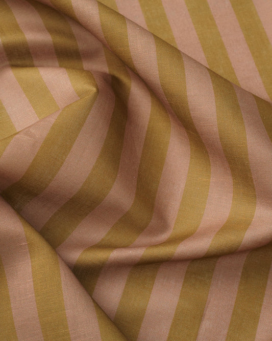 Gold and Fawn Cotton Linen Stripe