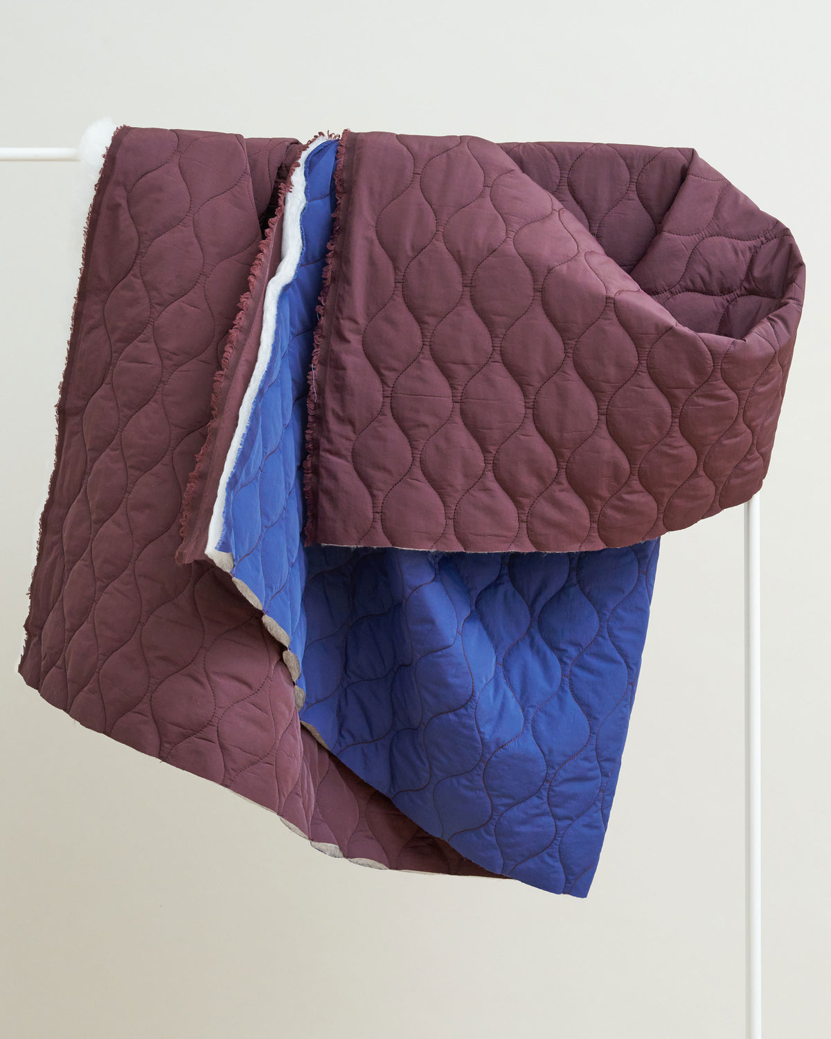 Fig Blue Wavy Quilted Puffy Nylon