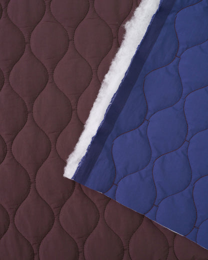 Fig Blue Wavy Quilted Puffy Nylon
