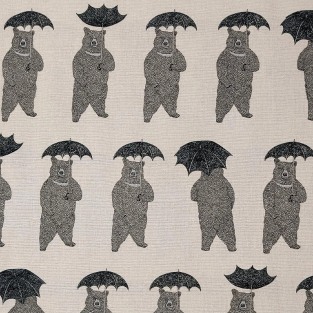 Koizumi Bears with Umbrellas Cream Cotton Linen