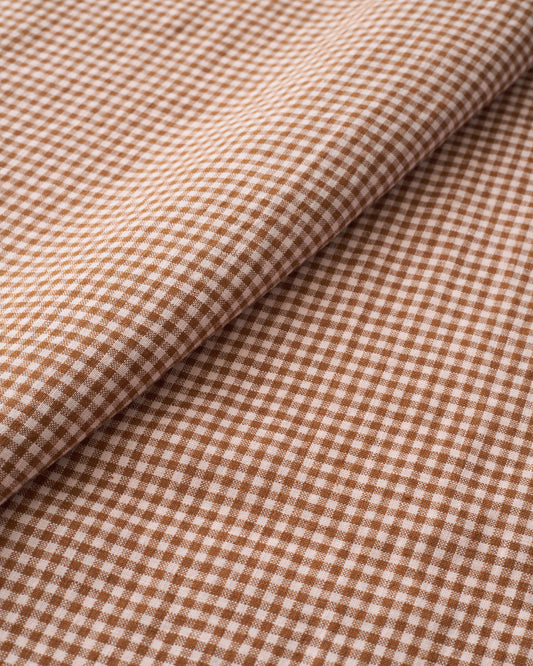 Ginger Blush Micro Gingham Washed Linen