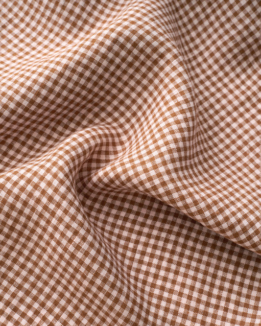 Ginger Blush Micro Gingham Washed Linen