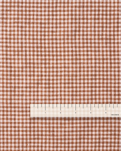 Ginger Blush Micro Gingham Washed Linen