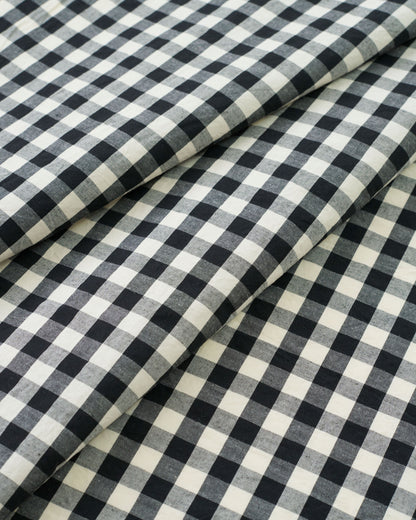 Gingham Cotton Linen Blend - Black