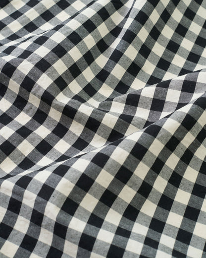 Gingham Cotton Linen Blend - Black