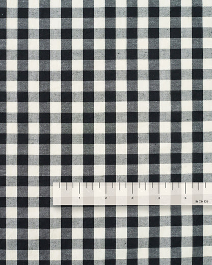 Gingham Cotton Linen Blend - Black