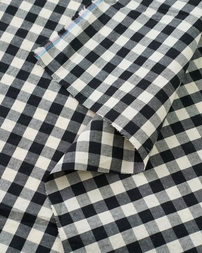 Gingham Cotton Linen Blend - Black