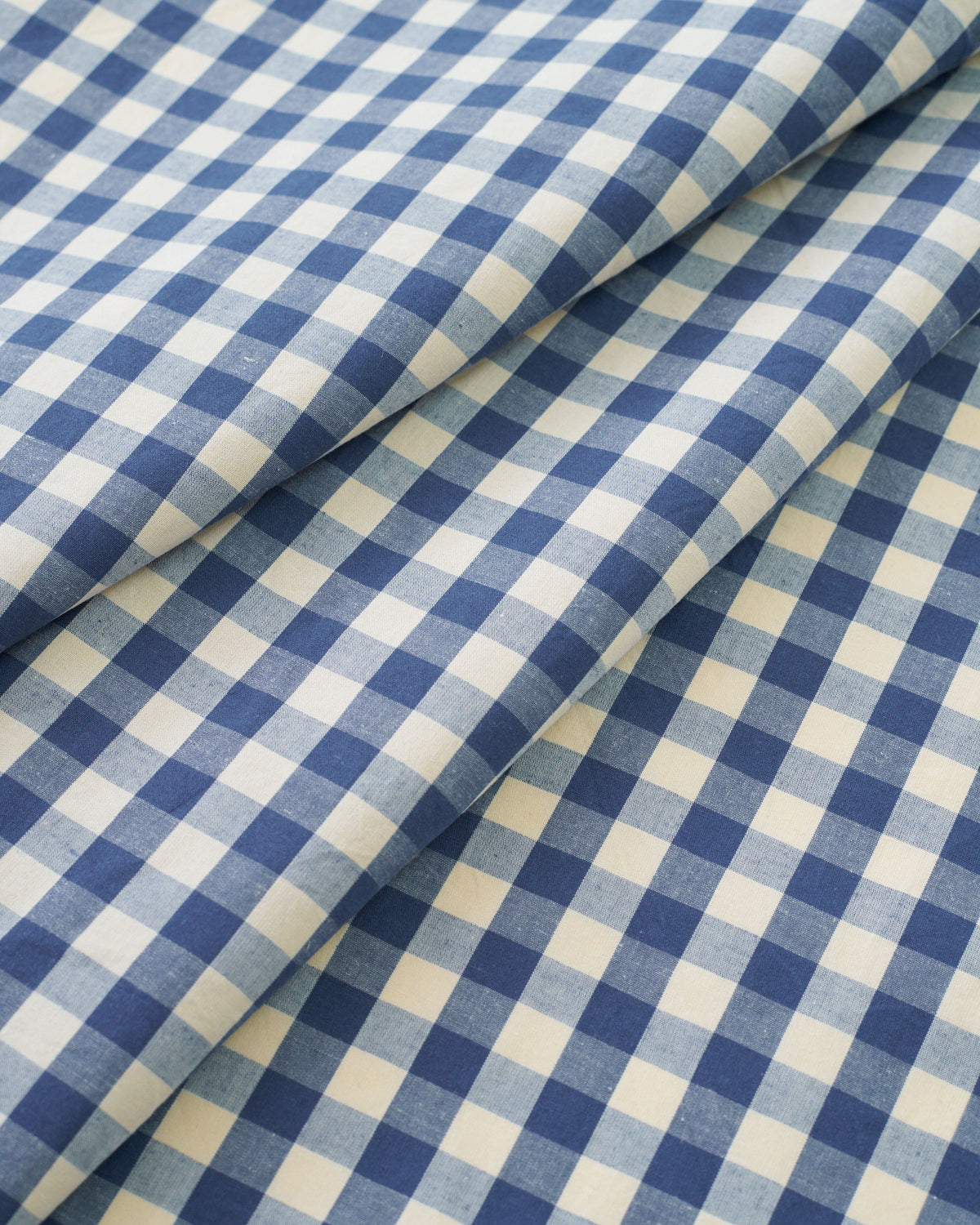 Gingham Cotton Linen Blend - Blue Jay