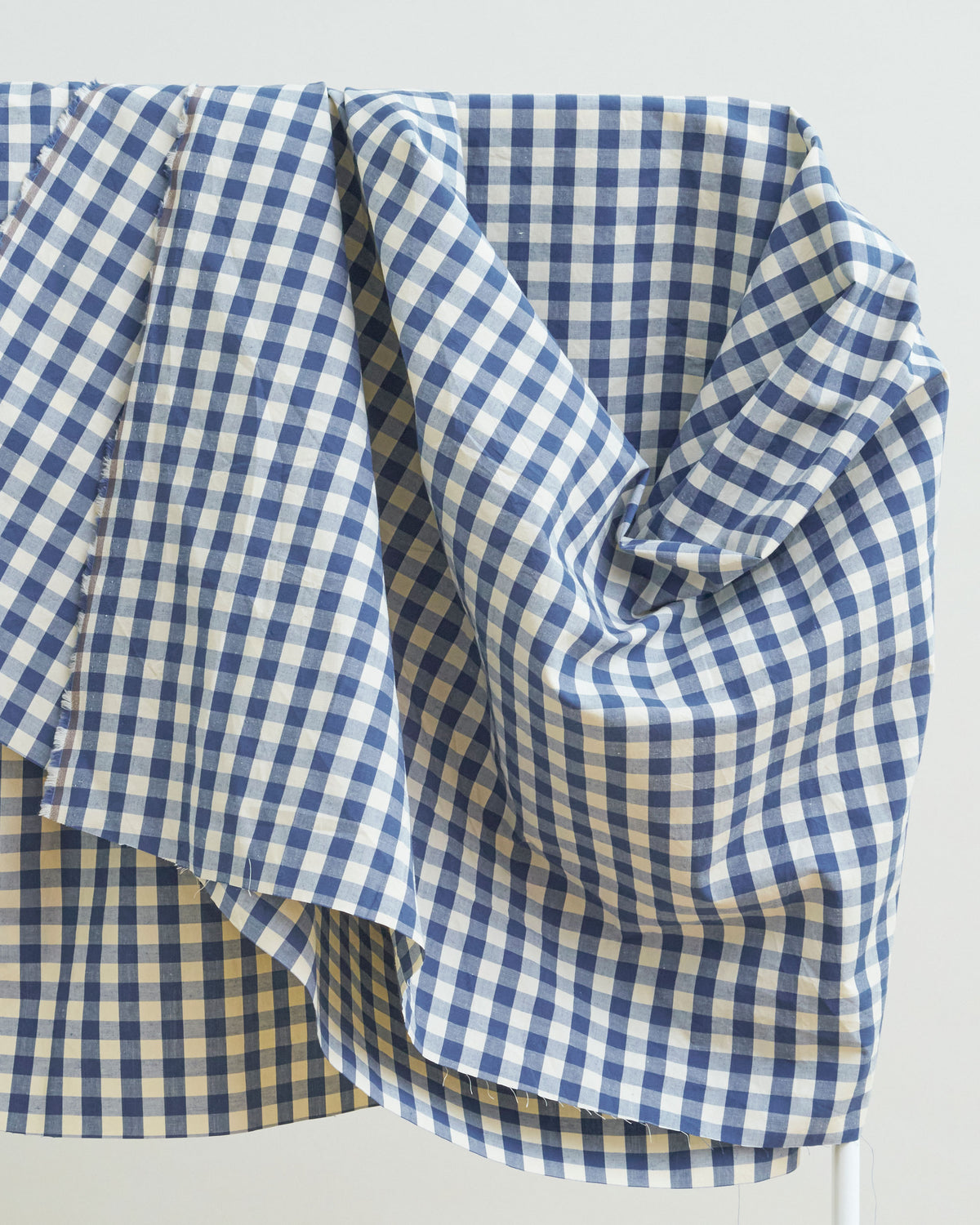 Gingham Cotton Linen Blend - Blue Jay