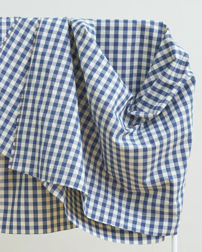 Gingham Cotton Linen Blend - Blue Jay