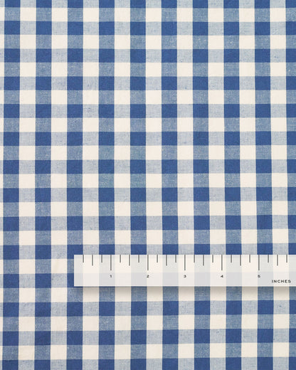 Gingham Cotton Linen Blend - Blue Jay