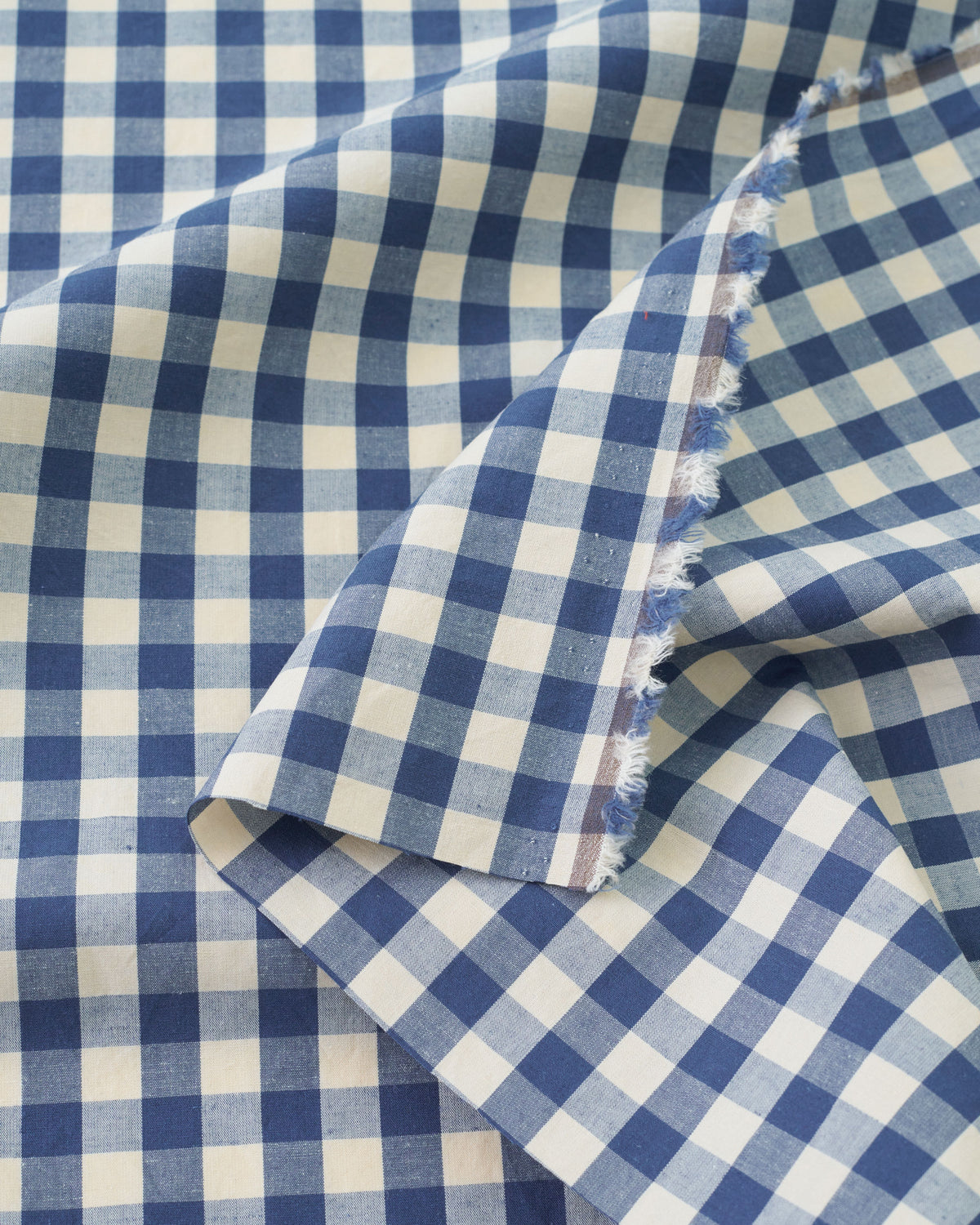 Gingham Cotton Linen Blend - Blue Jay