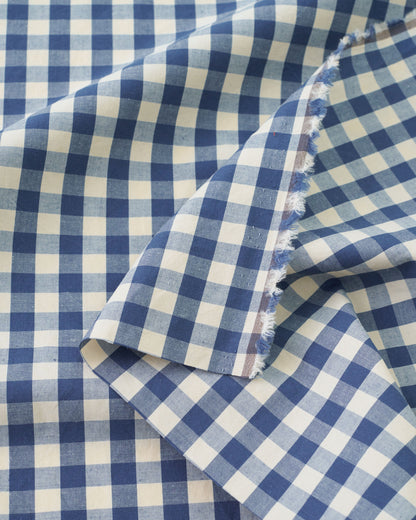 Gingham Cotton Linen Blend - Blue Jay