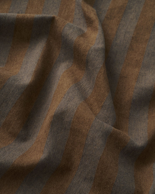 Golden Gray Stripe Linen Cotton Denim