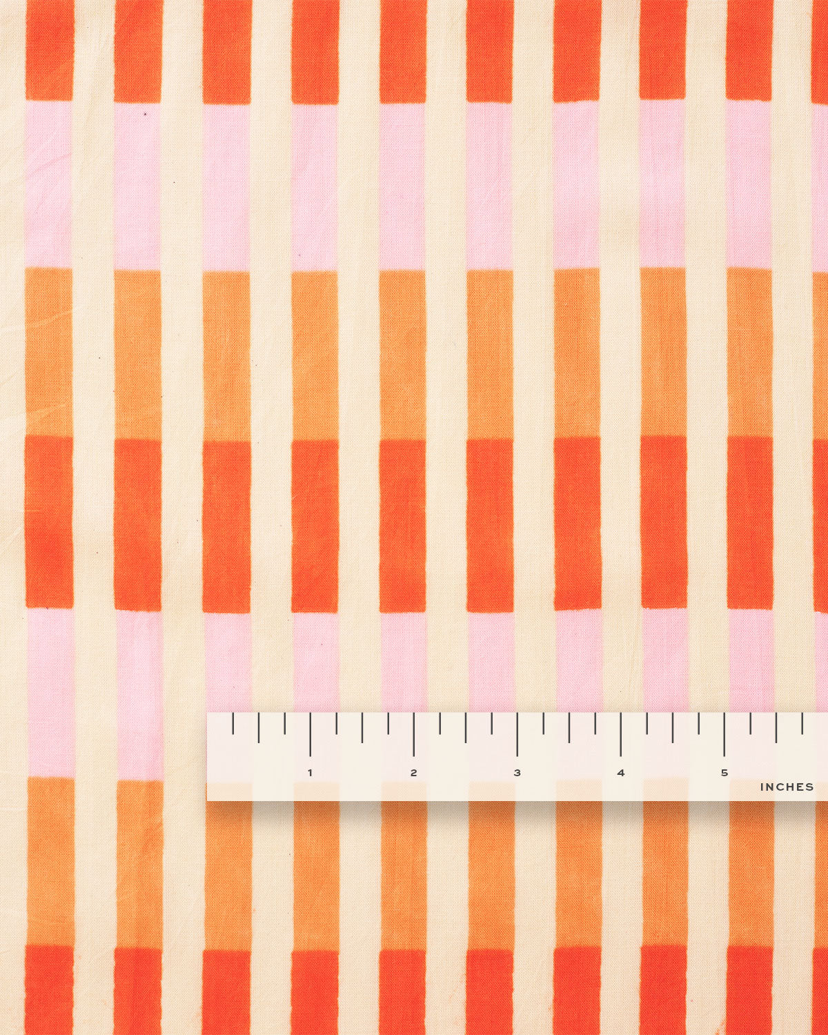 Grapefruit Multi Stripe Block Print Cotton