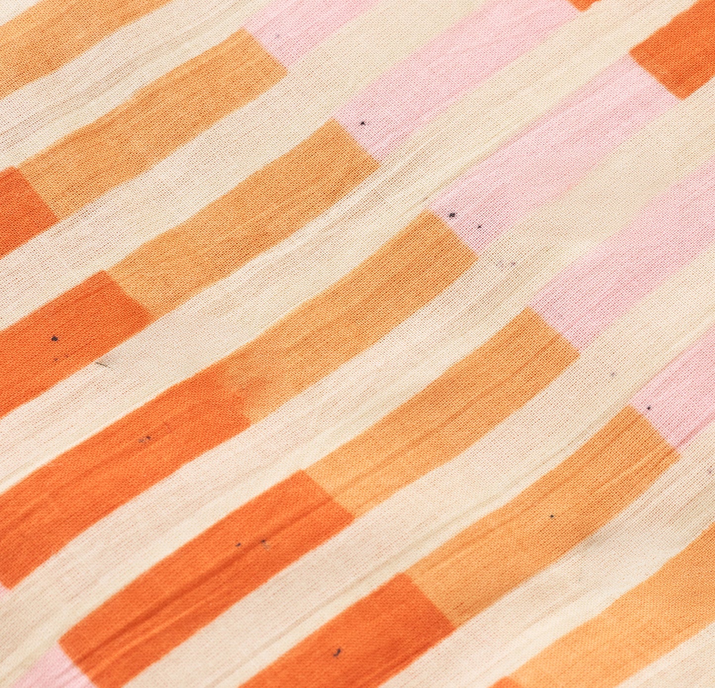 Imperfect Grapefruit Multi Stripe Block Print Cotton