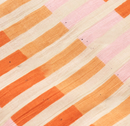 Imperfect Grapefruit Multi Stripe Block Print Cotton
