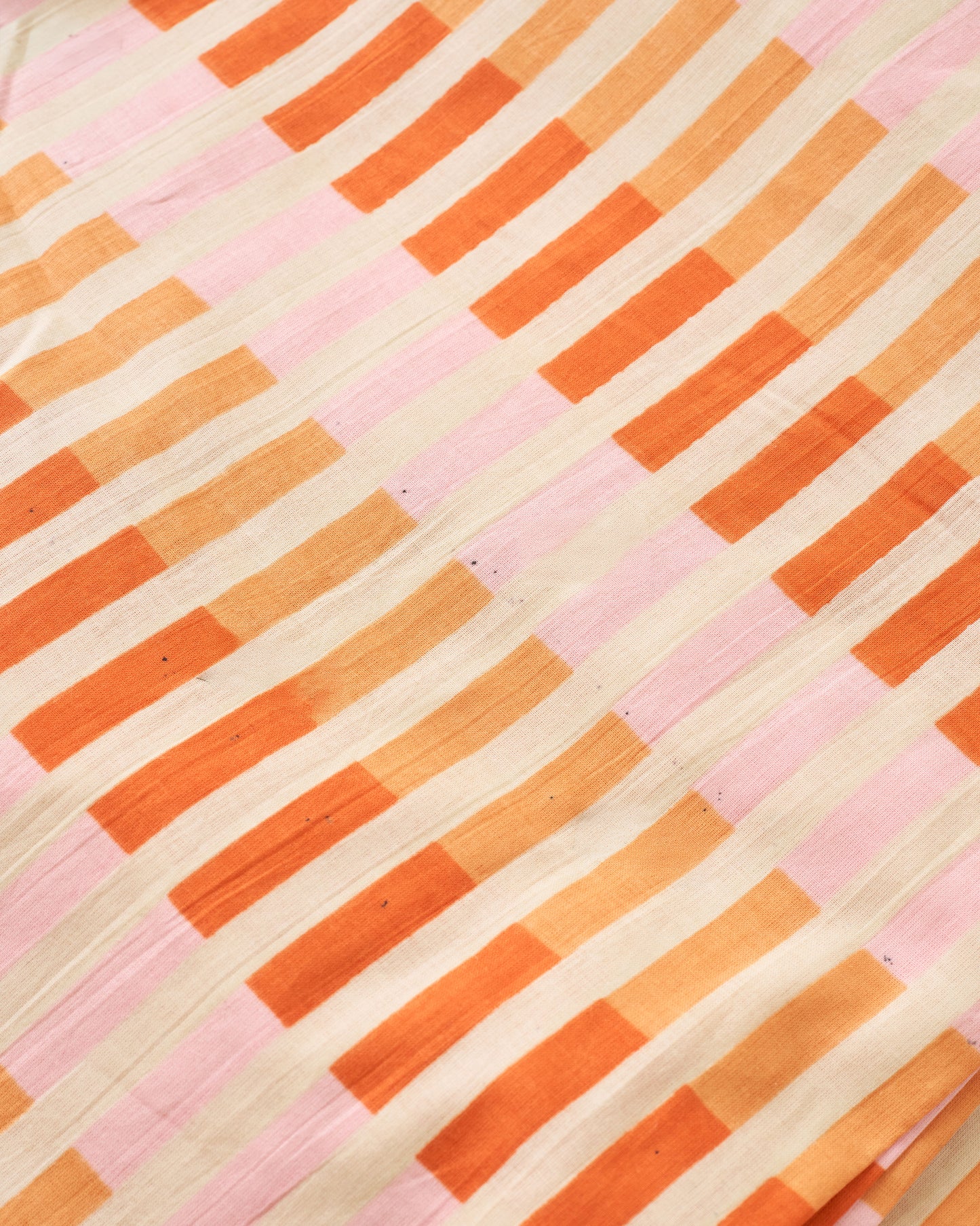 Imperfect Grapefruit Multi Stripe Block Print Cotton