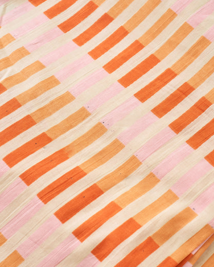 Imperfect Grapefruit Multi Stripe Block Print Cotton
