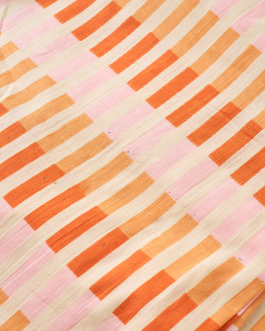 Imperfect Grapefruit Multi Stripe Block Print Cotton