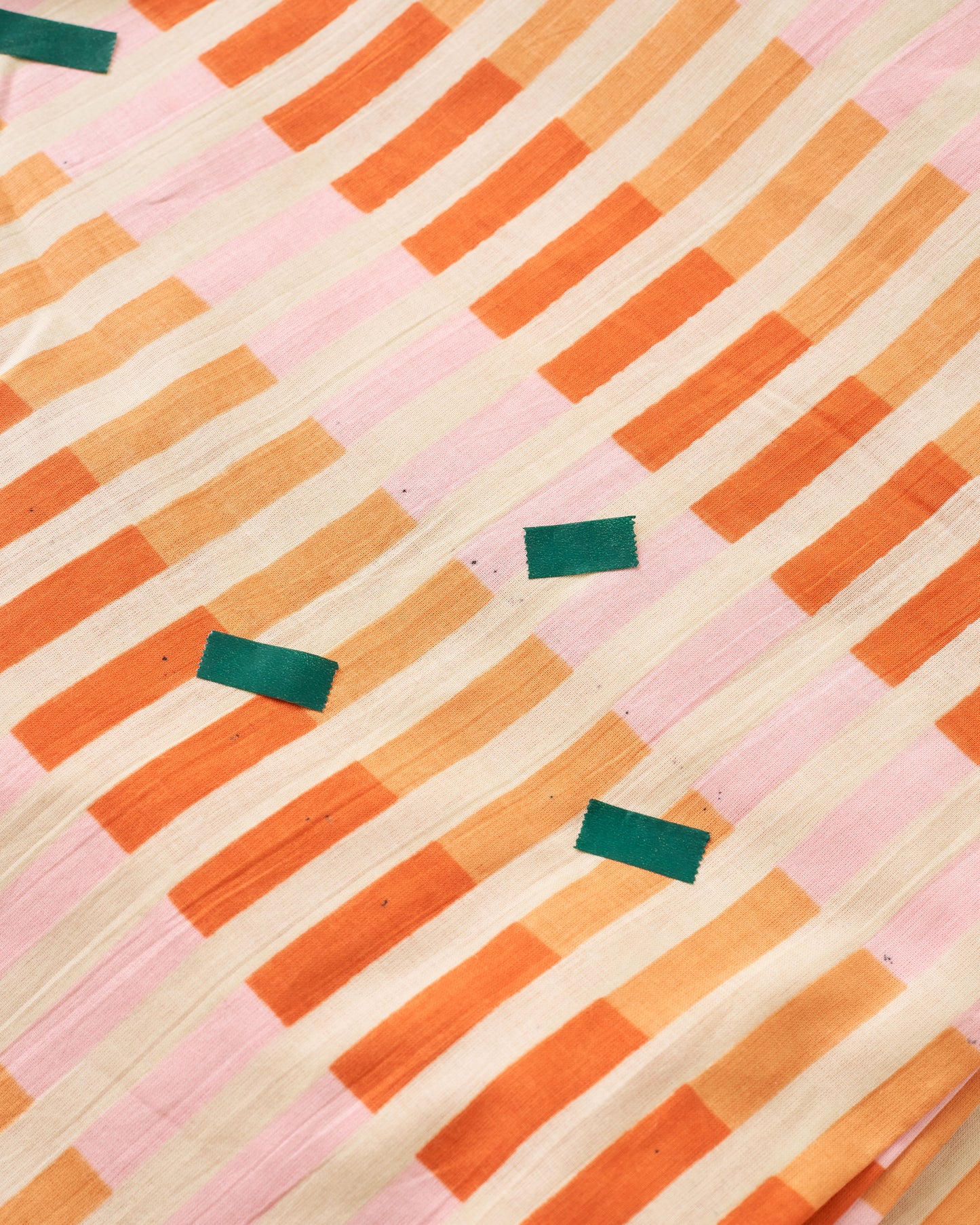 Imperfect Grapefruit Multi Stripe Block Print Cotton