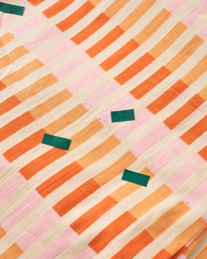 Imperfect Grapefruit Multi Stripe Block Print Cotton