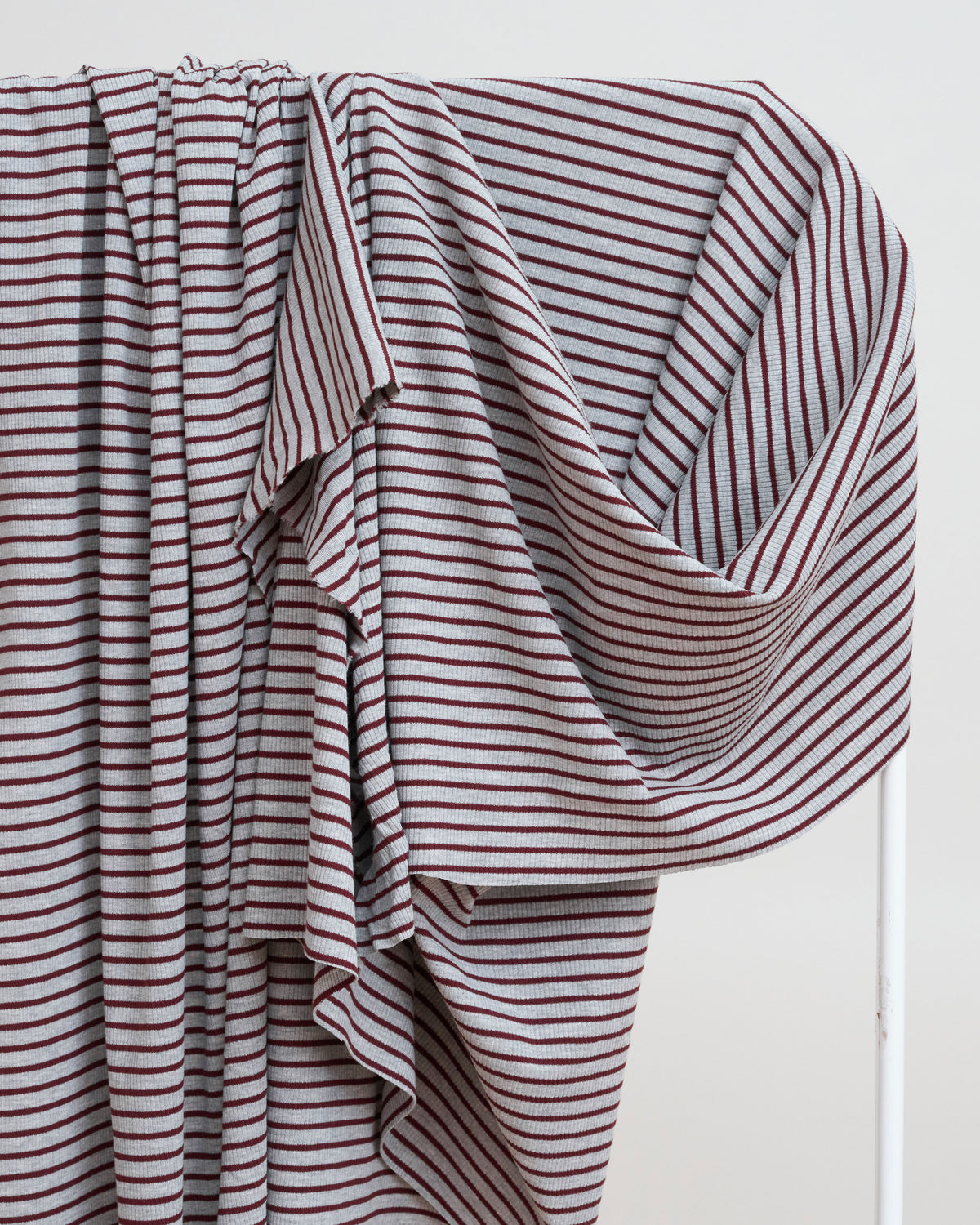 Gray and Mahogany Thin Stripe Rib Knit