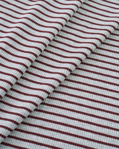 Gray and Mahogany Thin Stripe Rib Knit