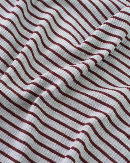 Gray and Mahogany Thin Stripe Rib Knit