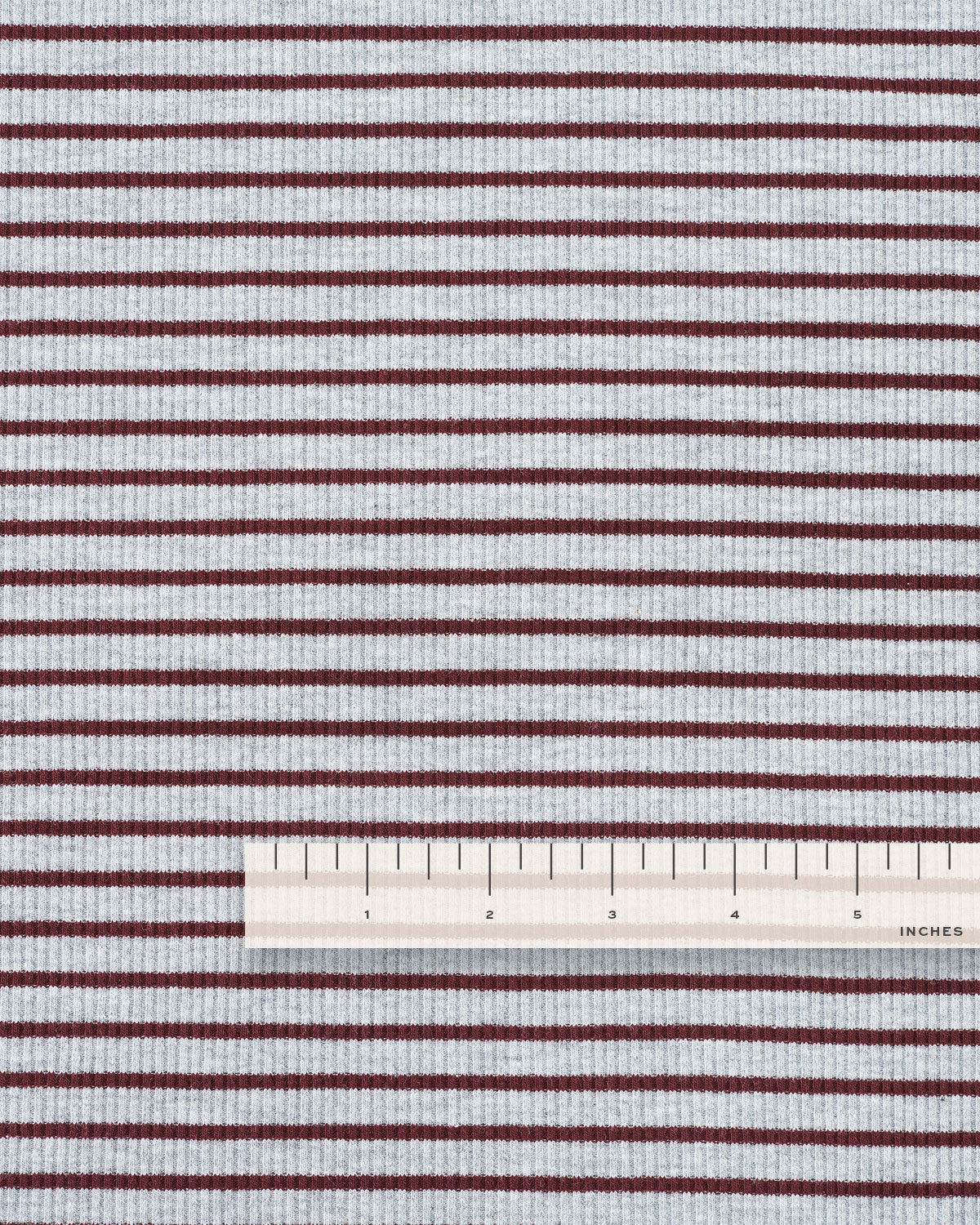 Gray and Mahogany Thin Stripe Rib Knit