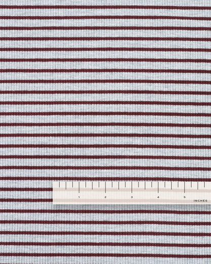 Gray and Mahogany Thin Stripe Rib Knit