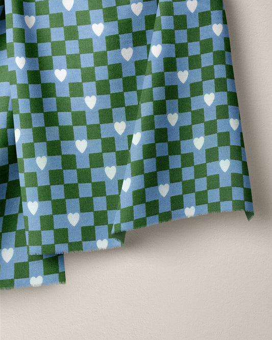 Checkered Hearts Screen Print Organic Cotton