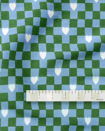Checkered Hearts Screen Print Organic Cotton