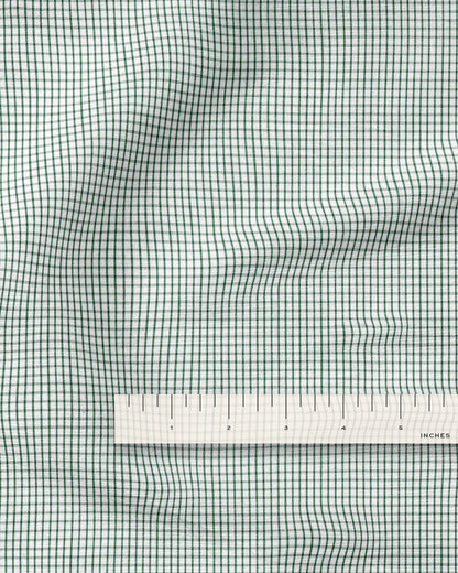 Green Mini Check Cotton Shirting