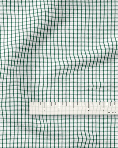 Green Small Check Cotton Shirting