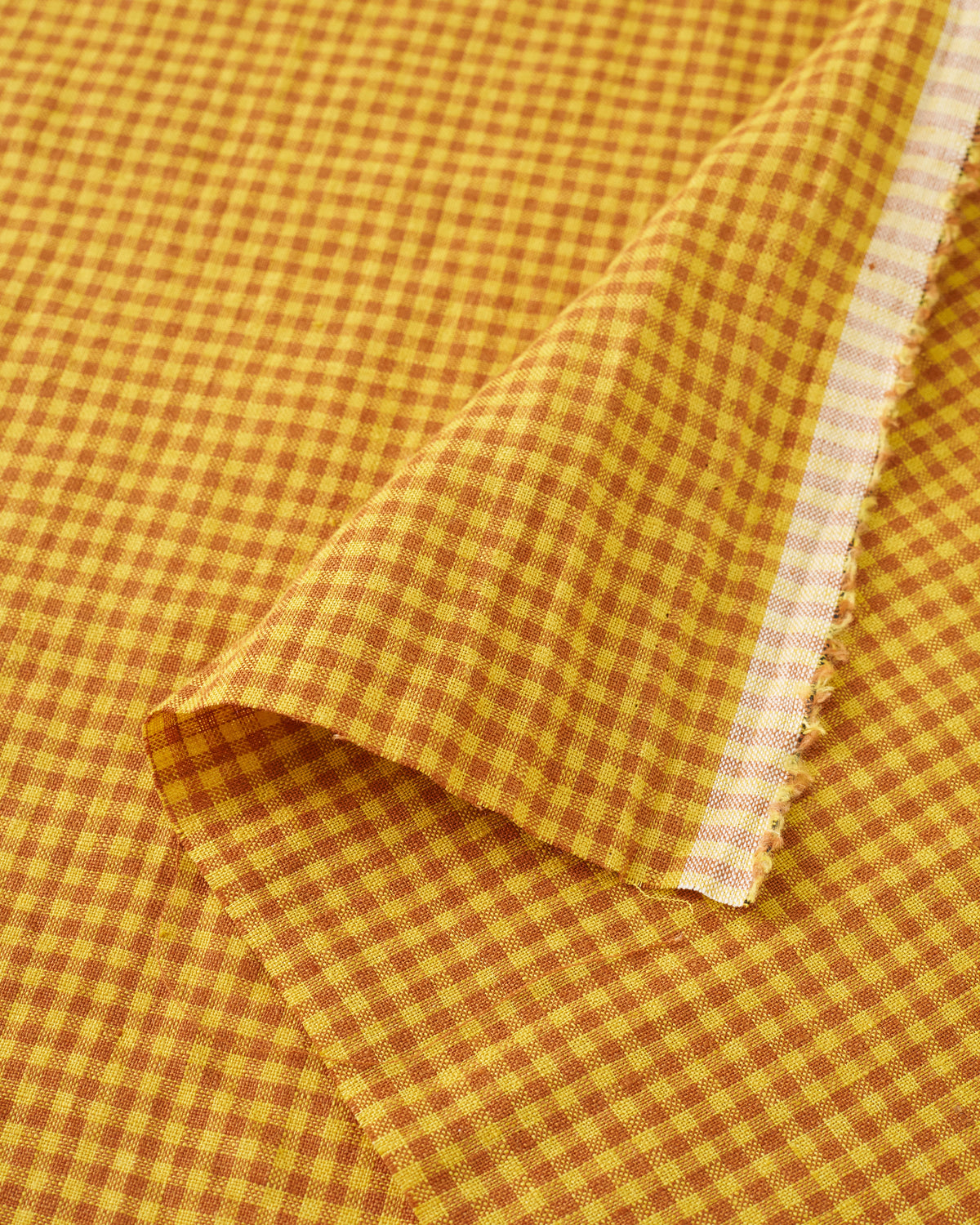 Honey Butter Micro Gingham Washed Linen