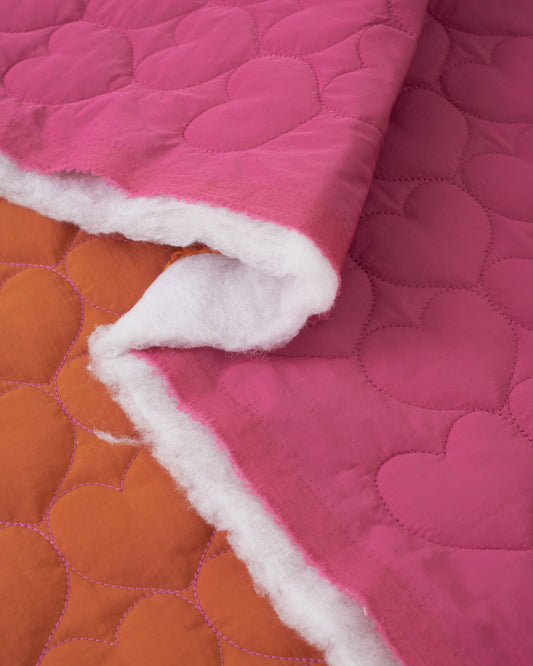 Hot Pink Tangerine Heart Quilted Puffy Nylon