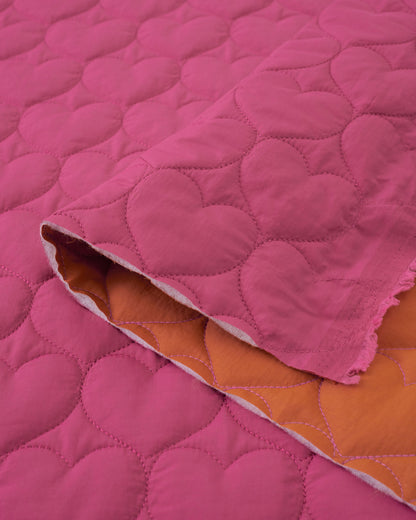 Hot Pink Tangerine Heart Quilted Puffy Nylon