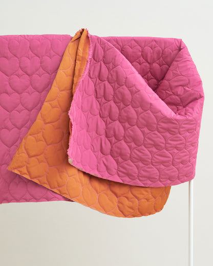 Hot Pink Tangerine Heart Quilted Puffy Nylon