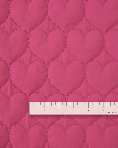 Hot Pink Tangerine Heart Quilted Puffy Nylon