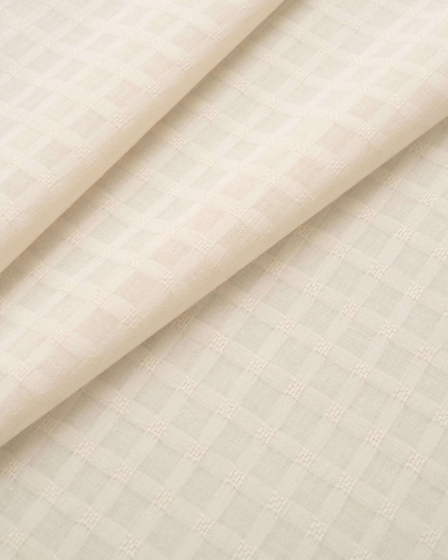 Tan Grid Check Dobby Cotton