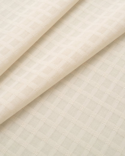 Tan Grid Check Dobby Cotton