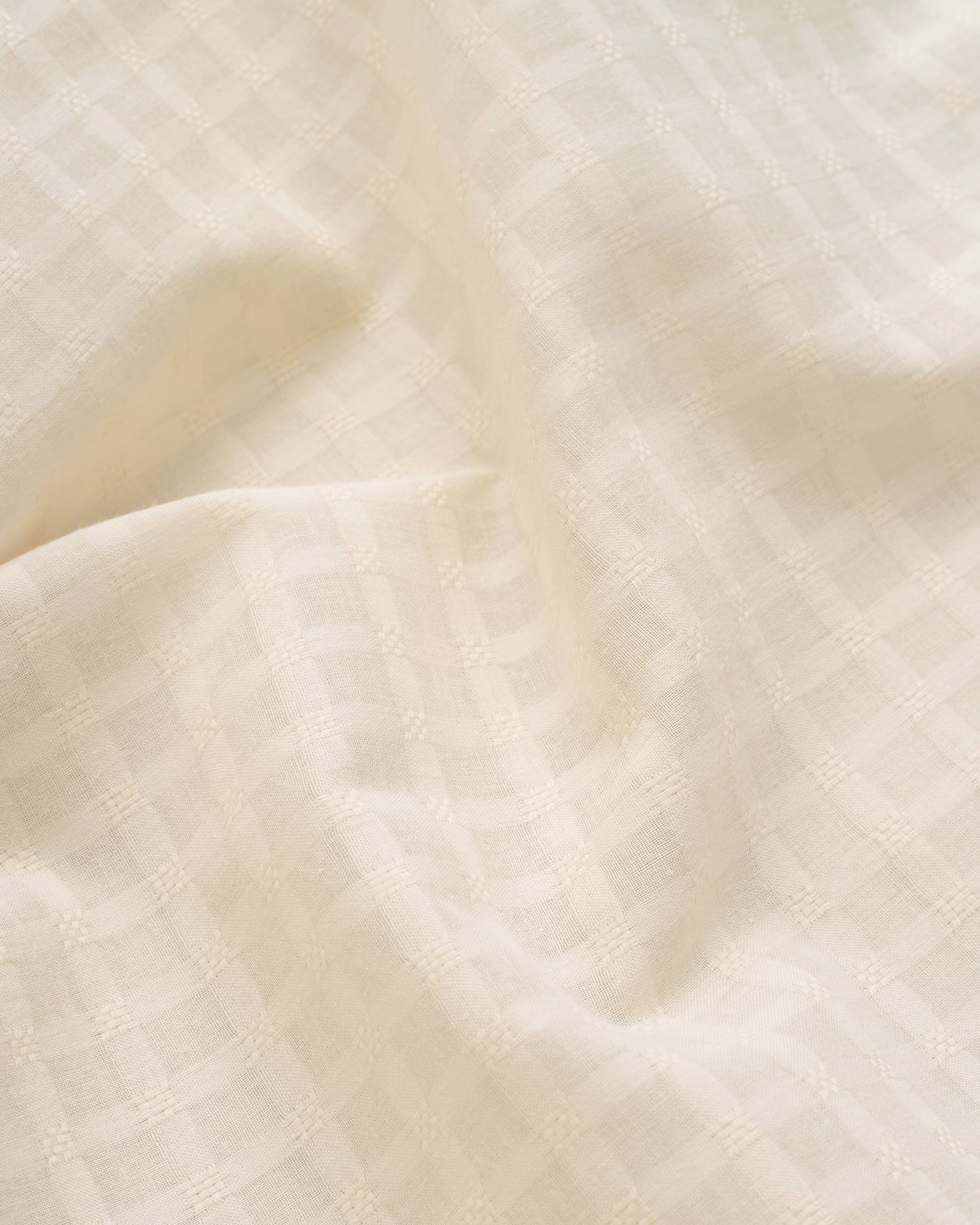 Tan Grid Check Dobby Cotton