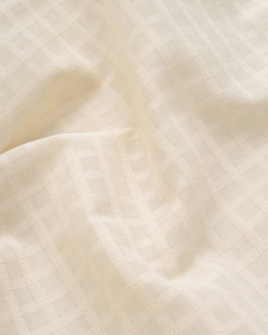 Tan Grid Check Dobby Cotton