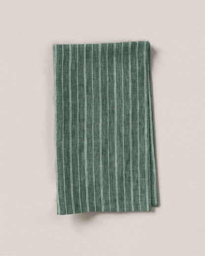 Jade Green Pinstripe Washed Linen