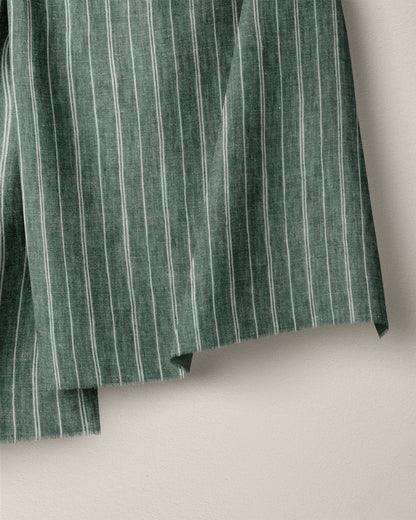 Jade Green Pinstripe Washed Linen