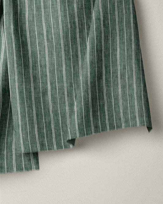 Jade Green Pinstripe Washed Linen