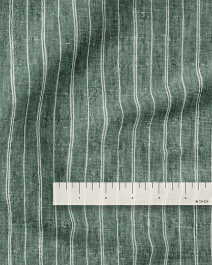 Jade Green Pinstripe Washed Linen